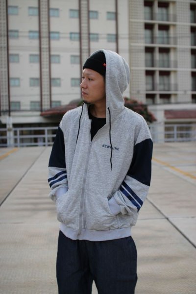 画像1: 【NEWFUNK】LINE ZIP HOODIE (Gray)