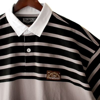 画像1: Stripe Rugby Shirt (Black)