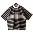 画像1: Stripe Rugby Shirt (Black) (1)