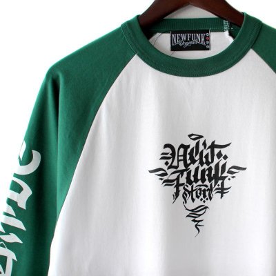 画像1: 【NEWFUNK】Roughing Raglan Long Sleeve Shirt (Grn/Wht)