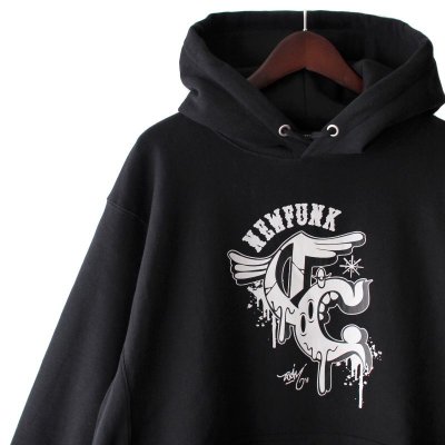 画像1: 【NEWFUNK × DAM ONE】CRACK HOODIE (Black)