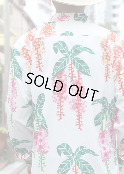 画像4: 受注発送【Ryukyu Pride Wear】Open Collar Long Sleeve Shirt -サガリバナ- (White) (4)