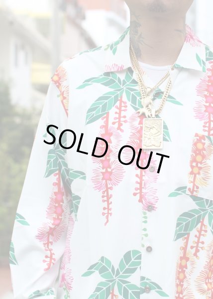 画像3: 受注発送【Ryukyu Pride Wear】Open Collar Long Sleeve Shirt -サガリバナ- (White) (3)