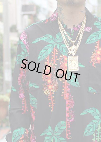 画像3: 受注発送【Ryukyu Pride Wear】Open Collar Long Sleeve Shirt -サガリバナ- (Black) (3)