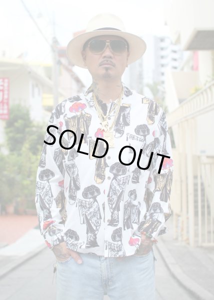 画像1: 【Ryukyu Pride Wear】Open Collar Long Sleeve Shirt -琉球舞踊- (1)