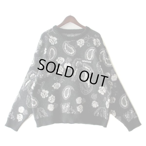 画像1: 【NEWFUNK】PAISLEY CREW NECK KNIT (Black) (1)