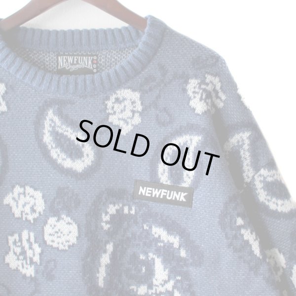 画像2: 【NEWFUNK】PAISLEY CREW NECK KNIT (Navy Blue) (2)