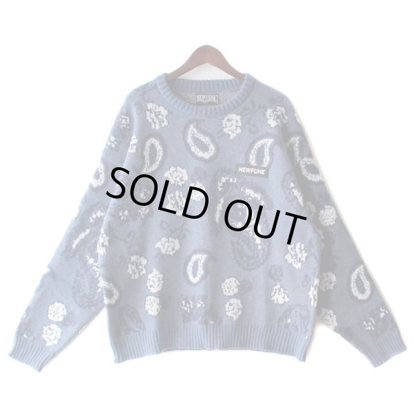 画像1: 【NEWFUNK】PAISLEY CREW NECK KNIT (Navy Blue) (1)