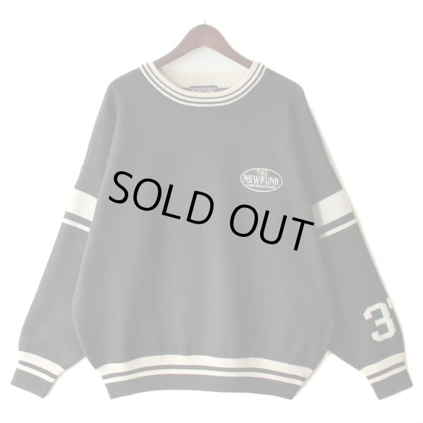画像1: 【NEWFUNK】LINE CREW NECK KNIT (Black) (1)