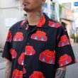 画像3: 【Ryukyu Pride Wear】Open Collar Shirt -花笠- (Black) (3)