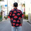 画像2: 【Ryukyu Pride Wear】Open Collar Shirt -花笠- (Black) (2)