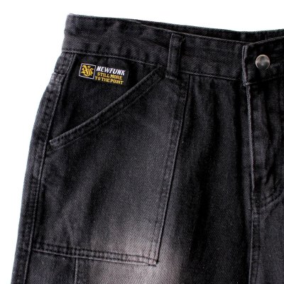 画像1: 【NEWFUNK】Black Denim Like Pants