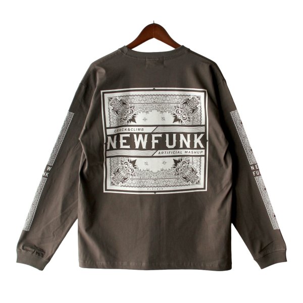 画像1: 【NEWFUNK】PAISLEY BANDANA Long Sleeve Shirt -ONECALLA- (Charcoal Black) (1)
