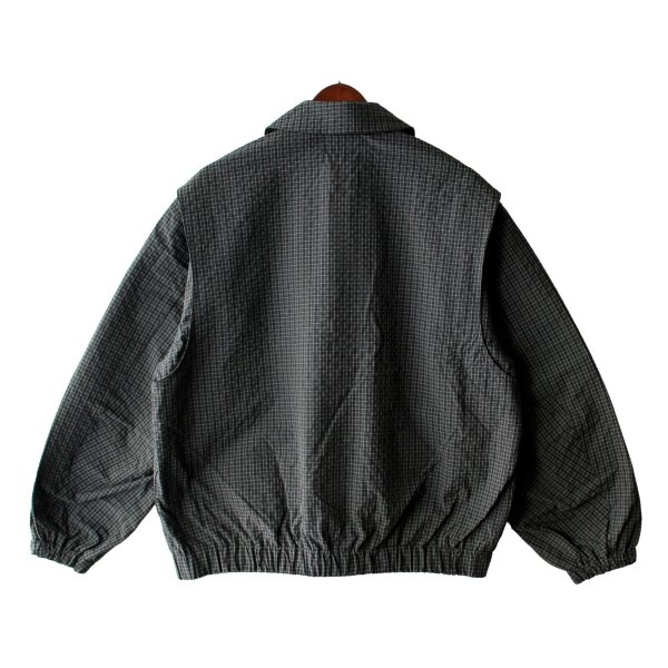 画像2: 【NEWFUNK】BLOCK CHECK NYLON JACKET (Charcoal) (2)
