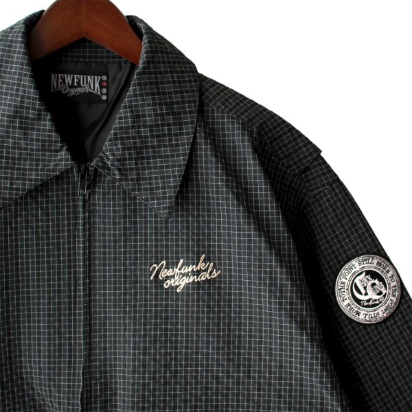 画像3: 【NEWFUNK】BLOCK CHECK NYLON JACKET (Charcoal) (3)