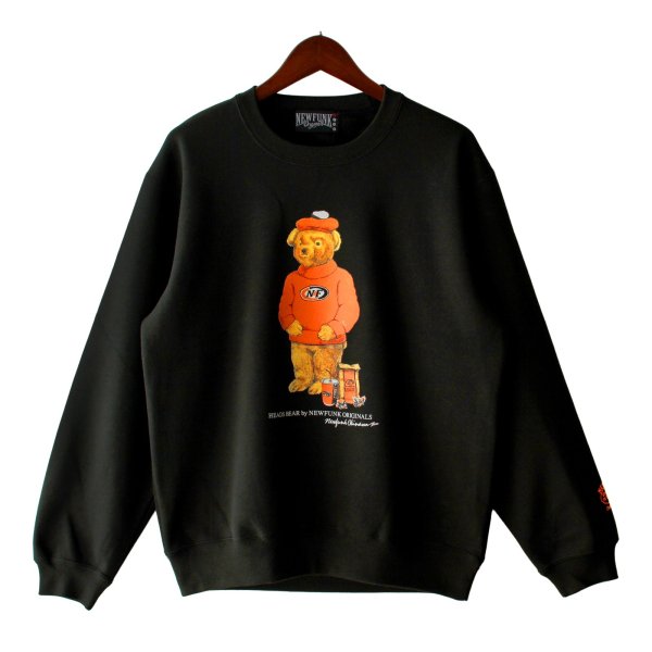 画像1: 【NEWFUNK】HEADS BEAR CREW NECK SWEAT (Black) (1)