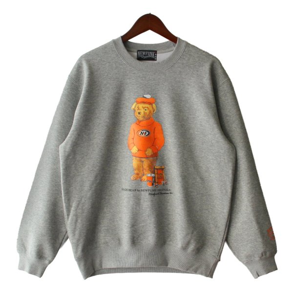 画像1: 【NEWFUNK】HEADS BEAR CREW NECK SWEAT (Gray) (1)