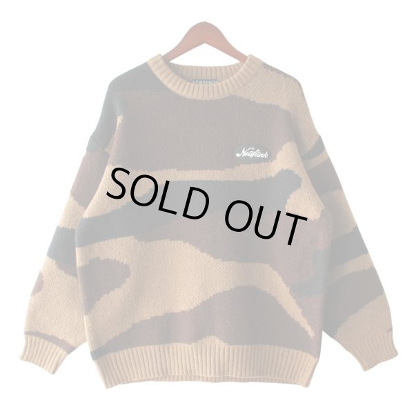画像1: 【NEWFUNK】CAMO CREW NECK KNIT (Brown) (1)