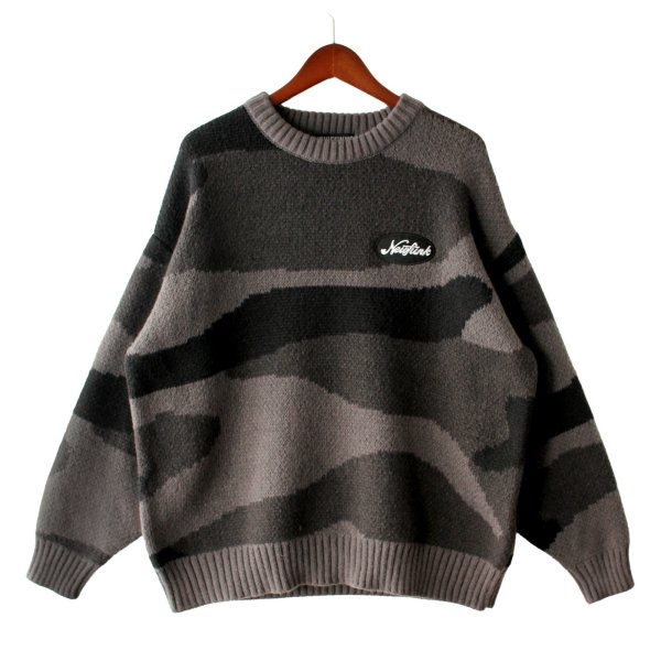 画像1: 【NEWFUNK】CAMO CREW NECK KNIT (Black) (1)