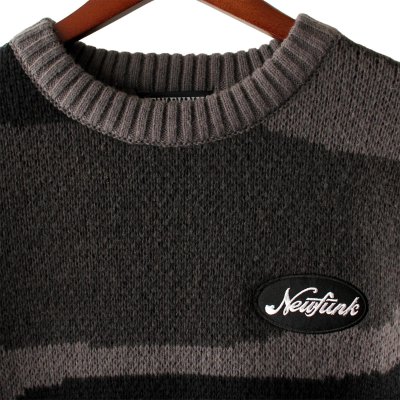 画像1: 【NEWFUNK】CAMO CREW NECK KNIT (Black)