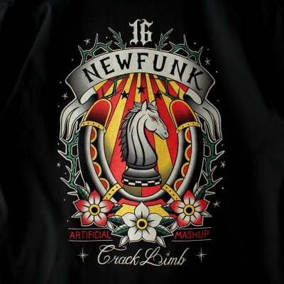 画像2: 【NEWFUNK】HORSE SHOE TEE / STORE 16th.Anniversary Design (Black)