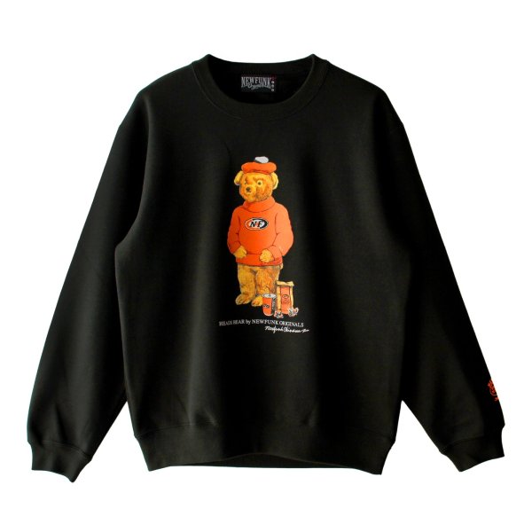 画像1: 【NEWFUNK】HEADS BEAR CREW NECK SWEAT (Black) (1)