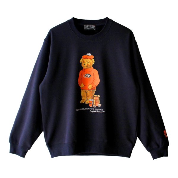 画像1: 【NEWFUNK】HEADS BEAR CREW NECK SWEAT (Navy) (1)