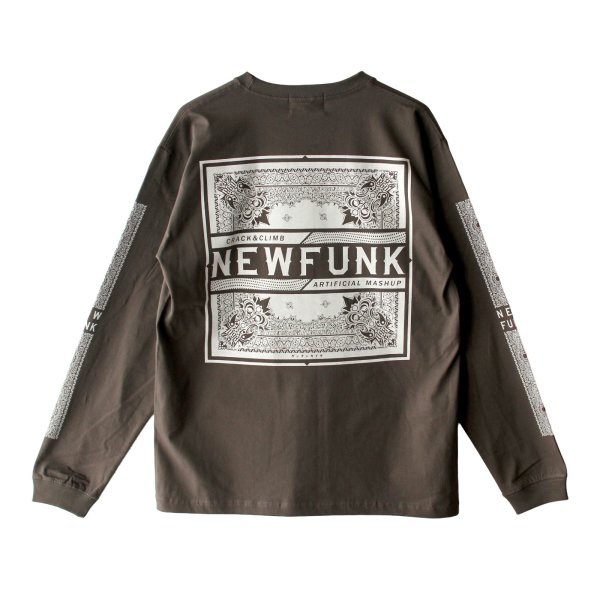 画像1: 【NEWFUNK】PAISLEY BANDANA Long Sleeve Shirt -ONECALLA- (Charcoal Black) (1)