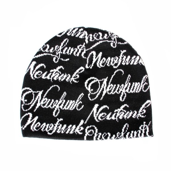 画像1: 【NEWFUNK】TEXTLOGO Weaving Beanie (Black) (1)